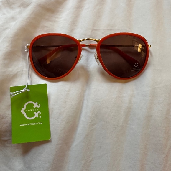 C. Wonder Orange-Rimmed Aviator Sunglasses - Picture 1 of 3